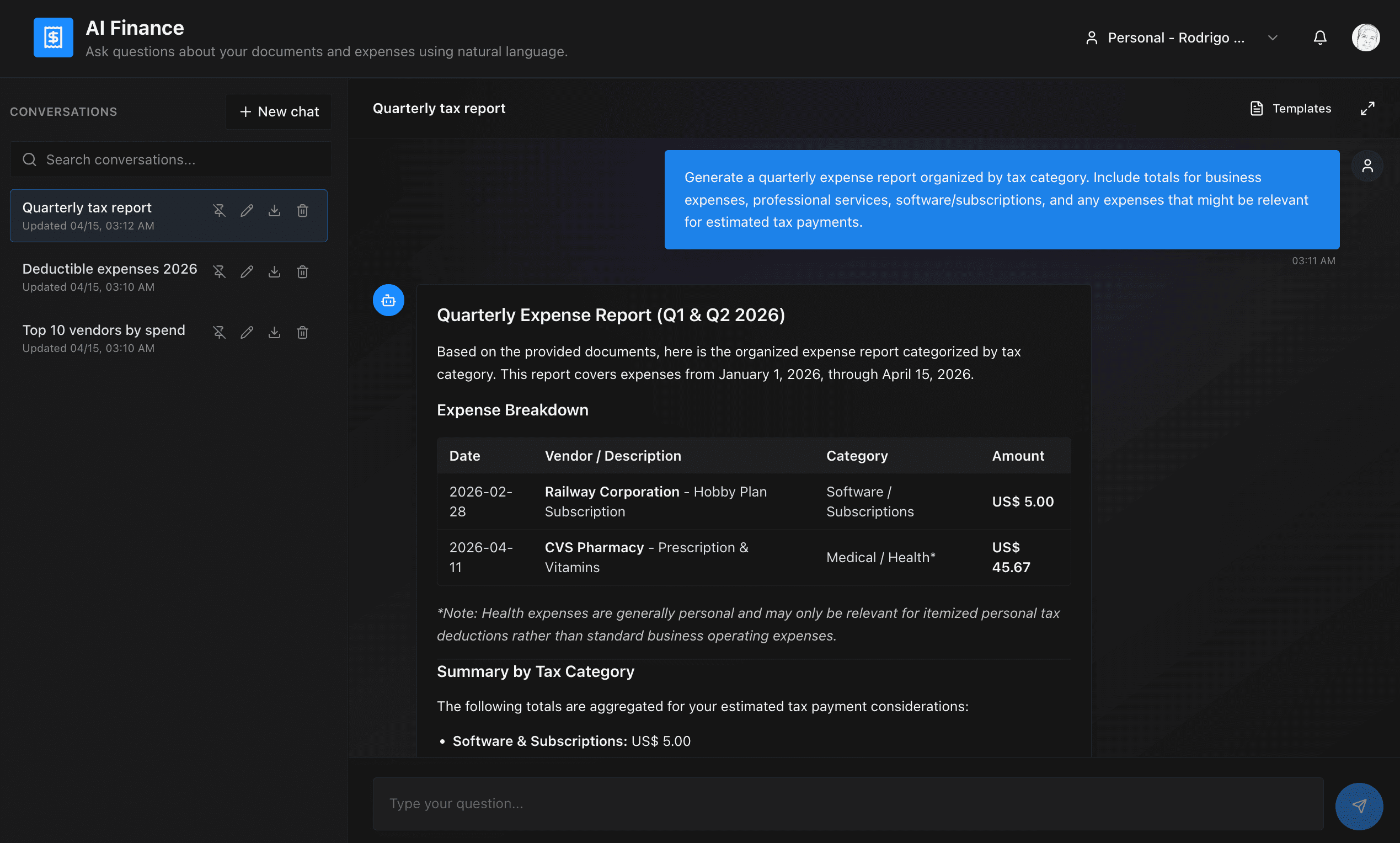 AI Finance assistant